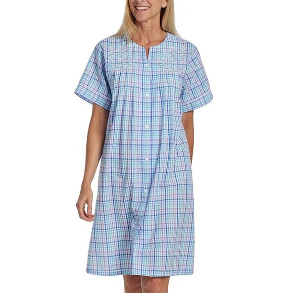Miss Elaine Other - Miss Elaine Seersucker Robe Duster 3X